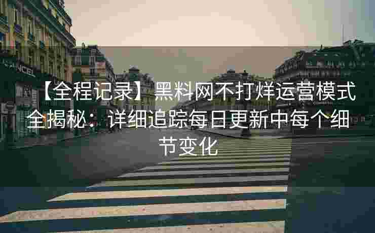 【全程记录】黑料网不打烊运营模式全揭秘：详细追踪每日更新中每个细节变化