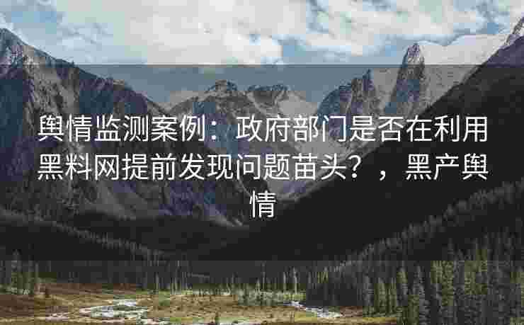 舆情监测案例：政府部门是否在利用黑料网提前发现问题苗头？，黑产舆情