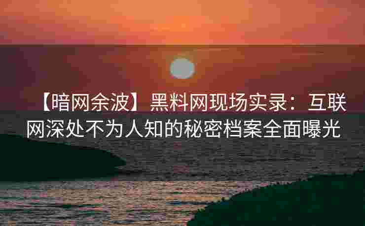 【暗网余波】黑料网现场实录：互联网深处不为人知的秘密档案全面曝光