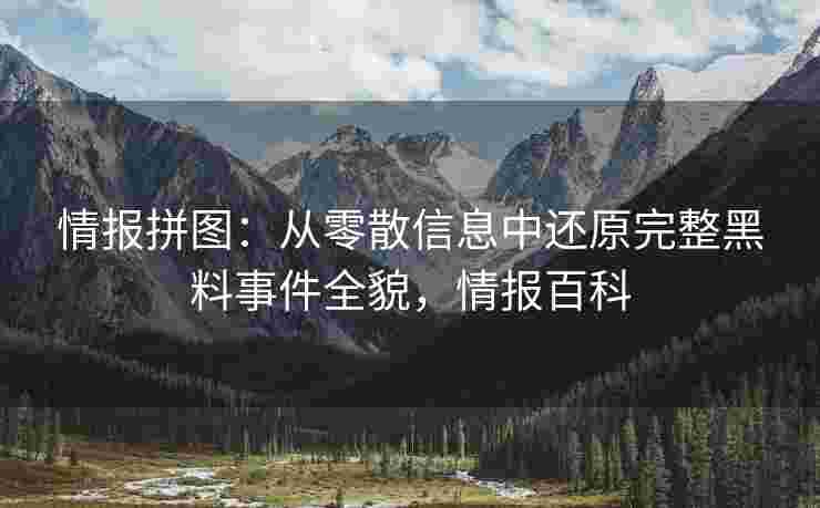 情报拼图：从零散信息中还原完整黑料事件全貌，情报百科